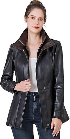 BGSD Women Kara Lambskin Leather Scuba Jacket (Also available in Plus Size & Petite) in Saudi Arabia