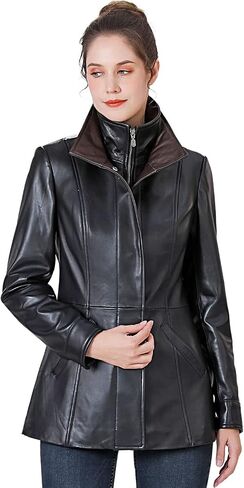 BGSD Women Kara Lambskin Leather Scuba Jacket (Also available in Plus Size & Petite) in Saudi Arabia