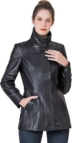 BGSD Women Kara Lambskin Leather Scuba Jacket (Also available in Plus Size & Petite) in Saudi Arabia