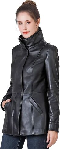 BGSD Women Kara Lambskin Leather Scuba Jacket (Also available in Plus Size & Petite) in Saudi Arabia