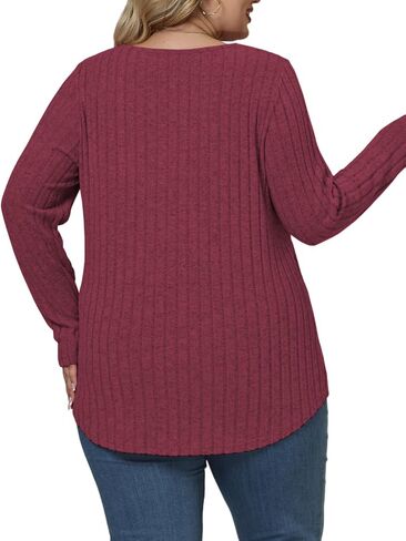VISLILY Plus-Size-Sweaters for Women Trendy Long Sleeve V Neck Shirts Loose Lightweight Tops Casual Knit Pullover Tunics in Saudi Arabia