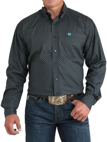 Cinch Men's Charcoal Print Long Sleeve Button Down Western Shirt in Saudi Arabia