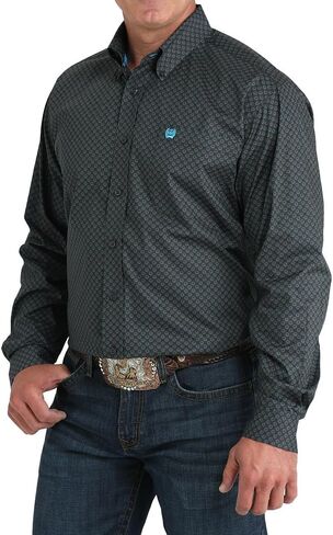 Cinch Men's Charcoal Print Long Sleeve Button Down Western Shirt in Saudi Arabia