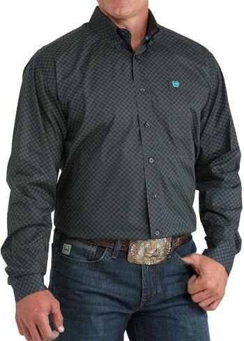 Cinch Men's Charcoal Print Long Sleeve Button Down Western Shirt in Saudi Arabia