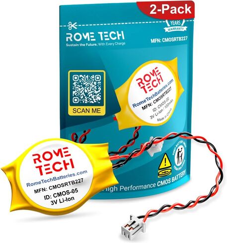 بطارية Rome Tech RTC CMOS لجهاز Lenovo ThinkPad P51 / Lenovo ThinkPad P52 / Lenovo ThinkPad P70 / Lenovo ThinkPad Yoga 15 بطارية احتياطية للكمبيوتر المحمول BIOS CMOS CR2032 مع كابل سلك 2 دبوس in Saudi Arabia