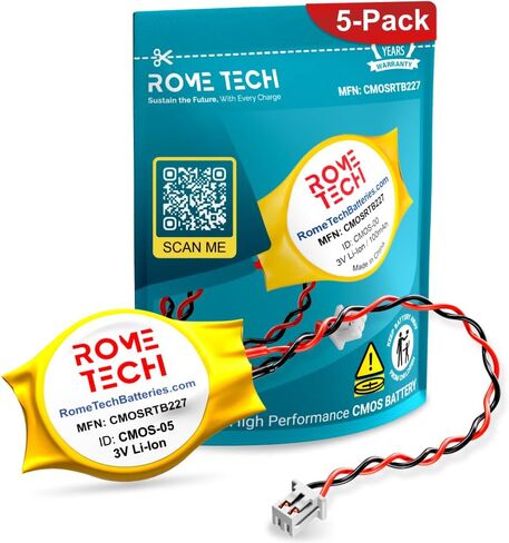 بطارية Rome Tech RTC CMOS لجهاز Lenovo ThinkPad P51 / Lenovo ThinkPad P52 / Lenovo ThinkPad P70 / Lenovo ThinkPad Yoga 15 بطارية احتياطية للكمبيوتر المحمول BIOS CMOS CR2032 مع كابل سلك 2 دبوس in Saudi Arabia
