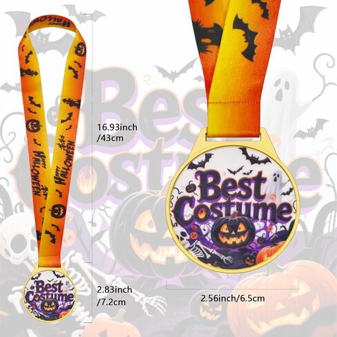 Halloween Pumpkin Medals - 12 Pcs Gold Metal Halloween Party Supplies with V Neck Ribbons for Kids Adults Halloween, Costume Parties, Fall Season, Holiday Parties in Saudi Arabia
