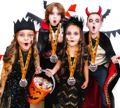 Halloween Pumpkin Medals - 12 Pcs Gold Metal Halloween Party Supplies with V Neck Ribbons for Kids Adults Halloween, Costume Parties, Fall Season, Holiday Parties in Saudi Arabia