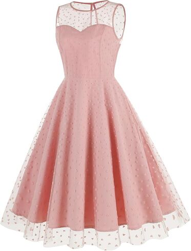 Women's 1950s Floral Embroidery Tulle Dress for Women Heart Print Dress Wedding Guest Formal Evening Party Gown in Saudi Arabia