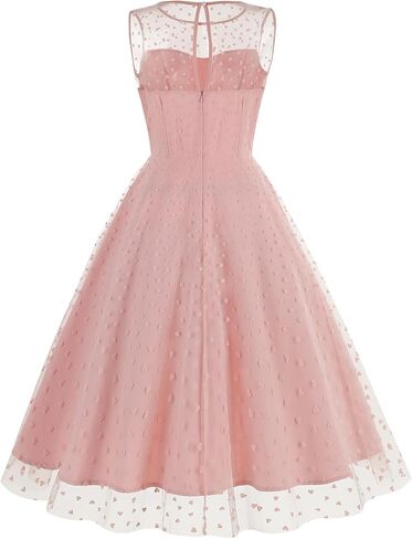 Women's 1950s Floral Embroidery Tulle Dress for Women Heart Print Dress Wedding Guest Formal Evening Party Gown in Saudi Arabia