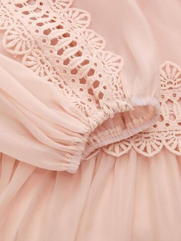 CIDER Maxi Dress Button Solid Turtle Neck Guipure Chiffon Long Sleeve Pearl Middle Waist Elegant Women Dress in Saudi Arabia
