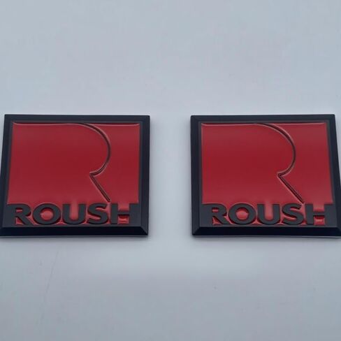 2 قطعة ثلاثية الأبعاد معدنية ROUSH رسالة شعار السيارة غطاء صندوق السيارة ملصق رياضي شارة السيارة ملصق ROUSH (فضي وأسود وأحمر) in Saudi Arabia