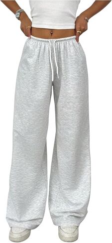 SOLY HUX Women's Drawstring Baggy Sweatpants Elastic Waist Wide Leg Casual Pants in Saudi Arabia
