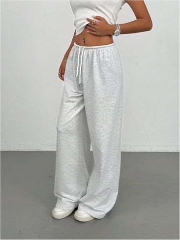 SOLY HUX Women's Drawstring Baggy Sweatpants Elastic Waist Wide Leg Casual Pants in Saudi Arabia