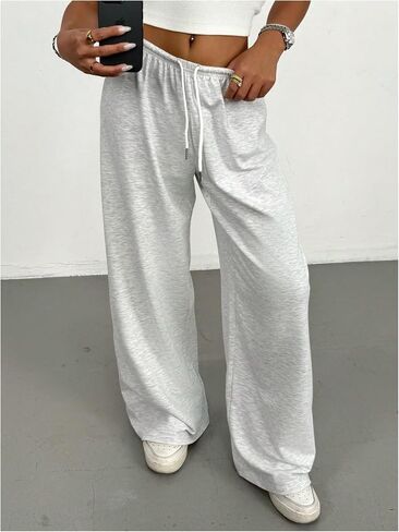SOLY HUX Women's Drawstring Baggy Sweatpants Elastic Waist Wide Leg Casual Pants in Saudi Arabia