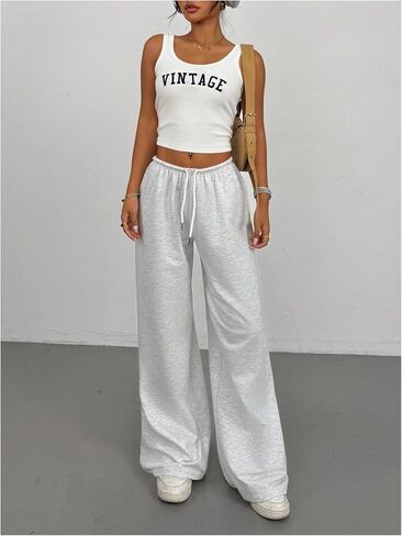 SOLY HUX Women's Drawstring Baggy Sweatpants Elastic Waist Wide Leg Casual Pants in Saudi Arabia