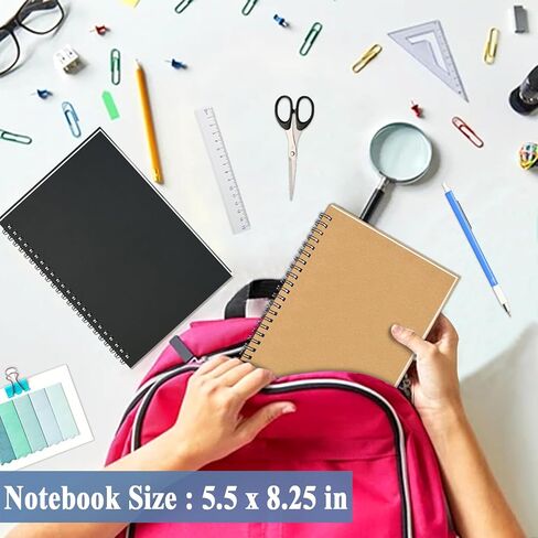 GINMLYDA Small Spiral Notebook 12Pack, 120 Lined Pages 8.25x5.50 Inches Spiral Journal Kraft Cover Notebooks & Writing Pads for School Home Office Aesthetic Sketch Drawing Note in Kuwait