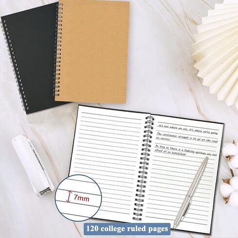 GINMLYDA Small Spiral Notebook 12Pack, 120 Lined Pages 8.25x5.50 Inches Spiral Journal Kraft Cover Notebooks & Writing Pads for School Home Office Aesthetic Sketch Drawing Note in Kuwait