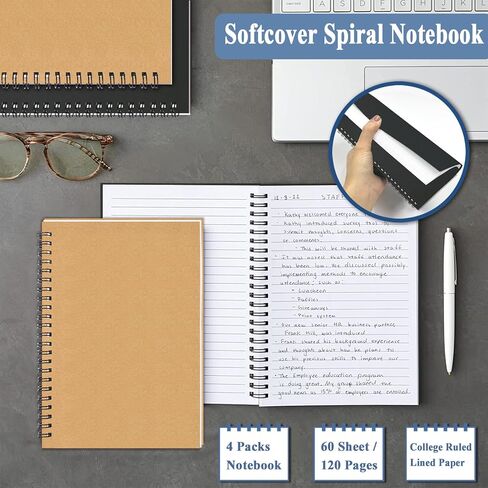 GINMLYDA Small Spiral Notebook 12Pack, 120 Lined Pages 8.25x5.50 Inches Spiral Journal Kraft Cover Notebooks & Writing Pads for School Home Office Aesthetic Sketch Drawing Note in Kuwait