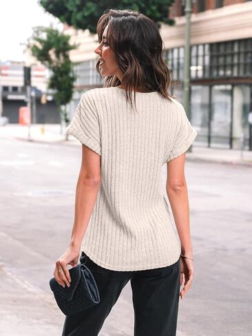 Womens Short Sleeve Tops Cap Sleeve Shirts Summer 2025 Dressy Tunic Casual Business Blouses Spring Beach Vacation Clothes in Saudi Arabia