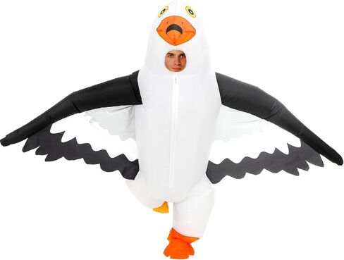 Inflatable Seagull Costume for Adult Bird Blow up Costume Outfit Funny Animal Halloween Cosplay Suit for Men Women in Saudi Arabia