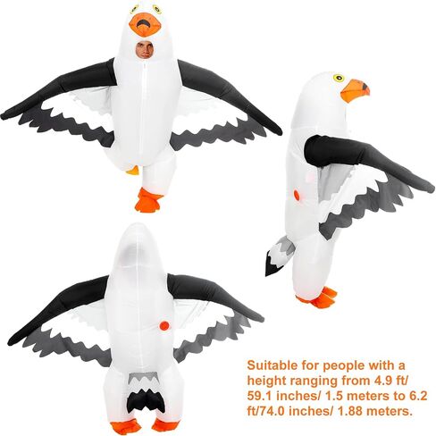 Inflatable Seagull Costume for Adult Bird Blow up Costume Outfit Funny Animal Halloween Cosplay Suit for Men Women in Saudi Arabia