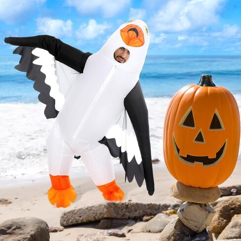 Inflatable Seagull Costume for Adult Bird Blow up Costume Outfit Funny Animal Halloween Cosplay Suit for Men Women in Saudi Arabia