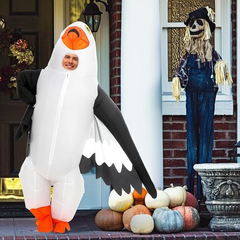 Inflatable Seagull Costume for Adult Bird Blow up Costume Outfit Funny Animal Halloween Cosplay Suit for Men Women in Saudi Arabia