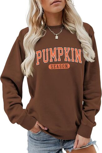 Pumpkin Season Sweatshirt Thanksgiving Halloween Pullover Women Crewneck Tops Vintage Graphic Long Sleeve Shirts in Saudi Arabia