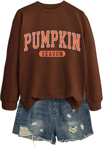 Pumpkin Season Sweatshirt Thanksgiving Halloween Pullover Women Crewneck Tops Vintage Graphic Long Sleeve Shirts in Saudi Arabia