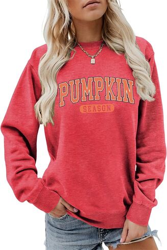 Pumpkin Season Sweatshirt Thanksgiving Halloween Pullover Women Crewneck Tops Vintage Graphic Long Sleeve Shirts in Saudi Arabia