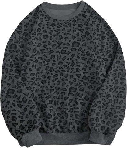Women's Leopard Print Sweatshirts Long Sleeve Crewneck Cheetah Sweatshirt Pullover Y2k Tops Trendy in Saudi Arabia