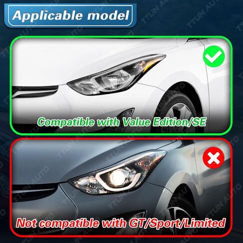 ترقية متوافقة مع 2014-2016 Hyundai Elantra SE/Value Edition المصابيح الأمامية نوع الهالوجين بدون مصباح الجري النهاري جانب الركاب والسائق in Saudi Arabia