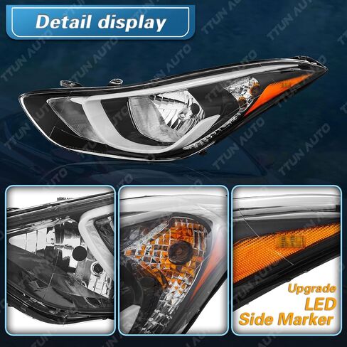 ترقية متوافقة مع 2014-2016 Hyundai Elantra SE/Value Edition المصابيح الأمامية نوع الهالوجين بدون مصباح الجري النهاري جانب الركاب والسائق in Saudi Arabia
