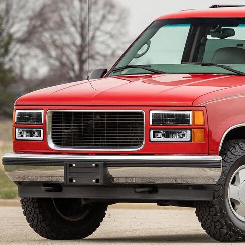 DNA MOTORING مربع الشكل LED DRL مصباح أمامي + مجموعة مصابيح إشارة متوافقة مع 92-99 Chevy GMC C/K 1500 2500 Suburban Yukon، أسود، HL-LB5-4P-C10-BK in Saudi Arabia