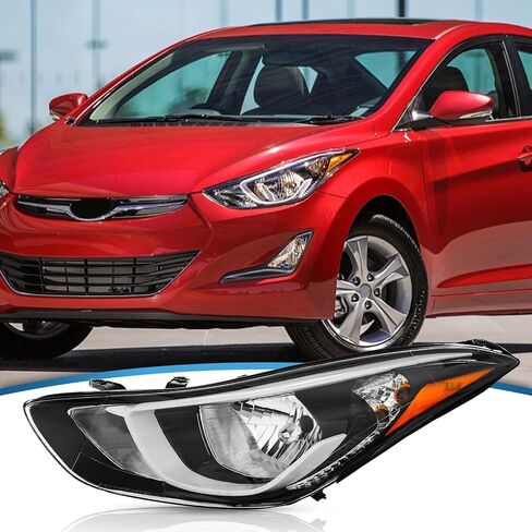 ترقية متوافقة مع 2014-2016 Hyundai Elantra SE/Value Edition المصابيح الأمامية نوع الهالوجين بدون مصباح الجري النهاري جانب الركاب والسائق in Saudi Arabia