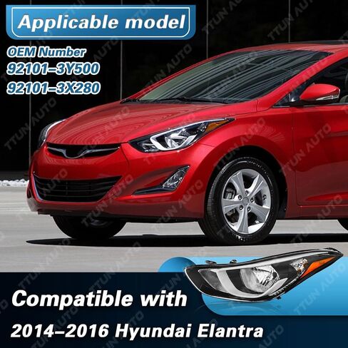ترقية متوافقة مع 2014-2016 Hyundai Elantra SE/Value Edition المصابيح الأمامية نوع الهالوجين بدون مصباح الجري النهاري جانب الركاب والسائق in Saudi Arabia