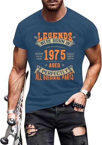 50th Birthday Vintage Shirt for Men：Vintage 1975 Shirt Aged to Perfection Graphic Tee 50th Birthday Gift in Kuwait
