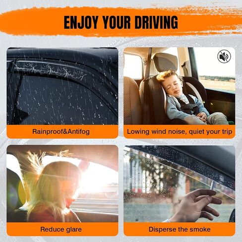 Tape on Window Visor Deflectors, Compatible with 2011-2016 Honda CR-Z, Acrylic Smoke Tinted Slim Style Window Rain Guards, Sun Wind Side Vent Visor Set, 2 Pieces in Saudi Arabia