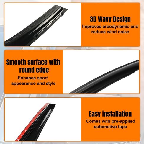 Tape on Window Visor Deflectors, Compatible with 2011-2016 Honda CR-Z, Acrylic Smoke Tinted Slim Style Window Rain Guards, Sun Wind Side Vent Visor Set, 2 Pieces in Saudi Arabia