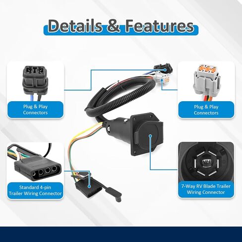Wsays 4-Way Flat to 7-Way Trailer Wiring Harness Compatible with Nissan Frontier 05-25 Fit Xterra 05-15 Fit Pathfinder 05-10 Fit Suzuki Equator 09-12 Plug & Play (TOW PACKAGE REQUIRED) in Saudi Arabia
