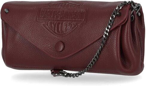 Harley-Davidson Women's Bar & Shield Leather Flap Crossbody Purse - Oxblood in Saudi Arabia