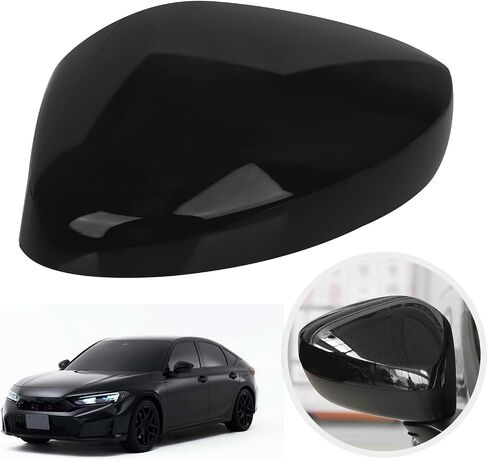 Driver Side Mirror Cover Compatible with 11th Gen Civic 2022 2023 2024 2025, Glossy Black Rear View Mirror Cap, Without Turn Signal Light Version in Kuwait