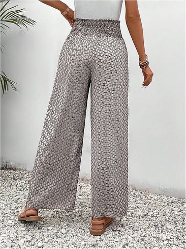 بنطال Verdusa النسائي ذو فتحة ملفوفة وفضفاضة ملفوفة للعطلات، بنطال طويل فضفاض غير رسمي in Kuwait