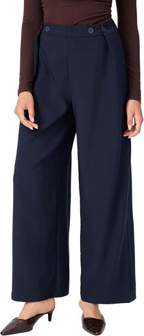 بنطال CIDER نسائي واسع الساق بخصر متوسط ​​كاجوال أنيق بأزرار in Kuwait