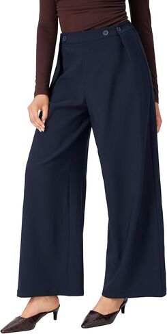 بنطال CIDER نسائي واسع الساق بخصر متوسط ​​كاجوال أنيق بأزرار in Kuwait