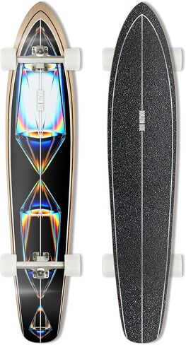 HORIZON BLUE 44 inch Kicktail Cruiser Longboard Skateboard | Hard Maple Deck and Bamboo | Cruising, Carving, Dancing, Free-Style Tricks Carver in Saudi Arabia