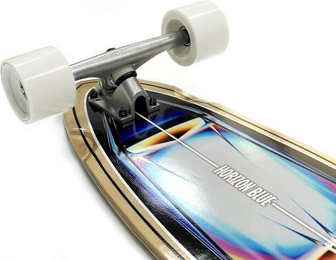 HORIZON BLUE 44 inch Kicktail Cruiser Longboard Skateboard | Hard Maple Deck and Bamboo | Cruising, Carving, Dancing, Free-Style Tricks Carver in Saudi Arabia