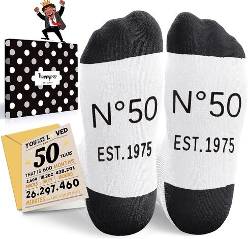 HAPPYPOP 50th Birthday Gifts for Her - Gift for Guys Women in Their 50s, 50 Year Old Socks for Women, Gifts for 50 Year old in Saudi Arabia
