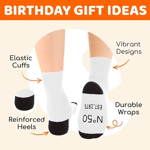 HAPPYPOP 50th Birthday Gifts for Her - Gift for Guys Women in Their 50s, 50 Year Old Socks for Women, Gifts for 50 Year old in Saudi Arabia